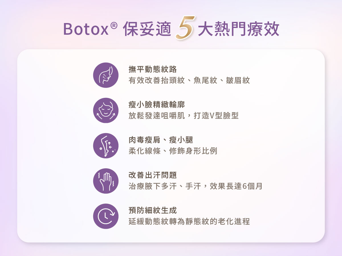 Botox® 保妥適-5大功效 Botox® 保妥適-5大功效